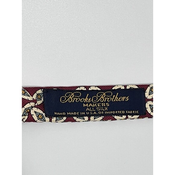 Brooks Brothers All Silk Bow Tie Red, Cream And Green Paisley Repp Made In USA - Picture 6 of 10
